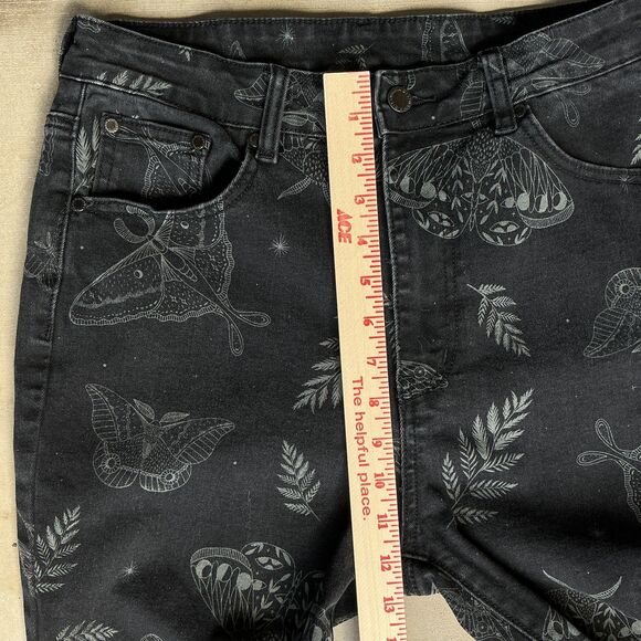 Disturbia Women's Jeans 30" /US 8 Callopistria Moth Print Goth Grunge High Waist - Picture 13 of 14
